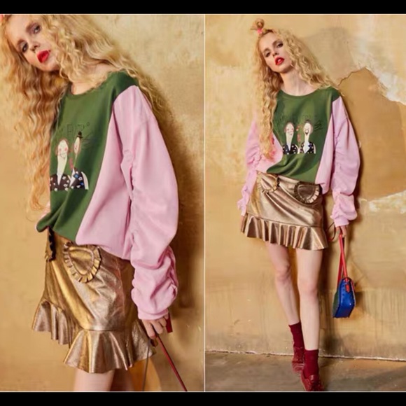 ELF SACK Boho Color Block Corduroy Crew Tee RARE - Picture 3 of 16